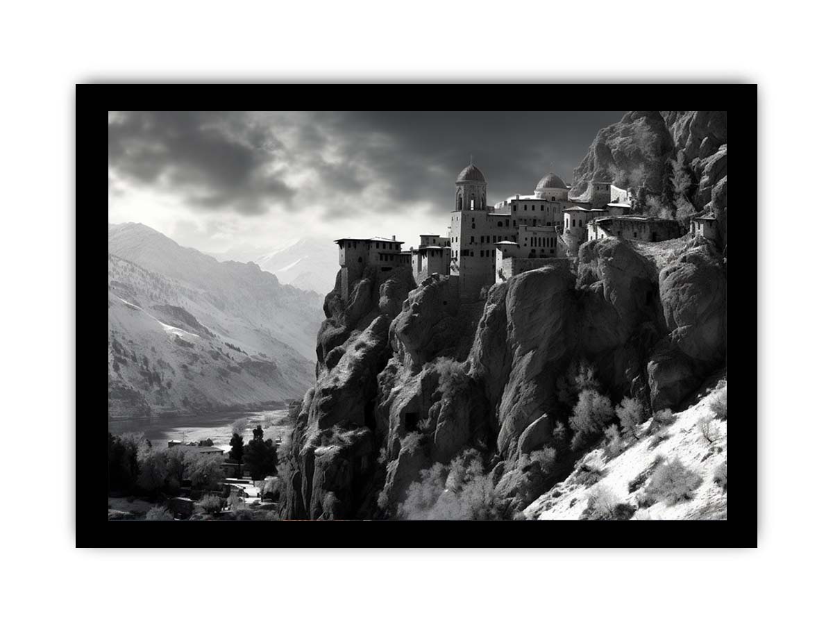 Meteoron Monast Grey Art Photography  Canvas Art Print-7