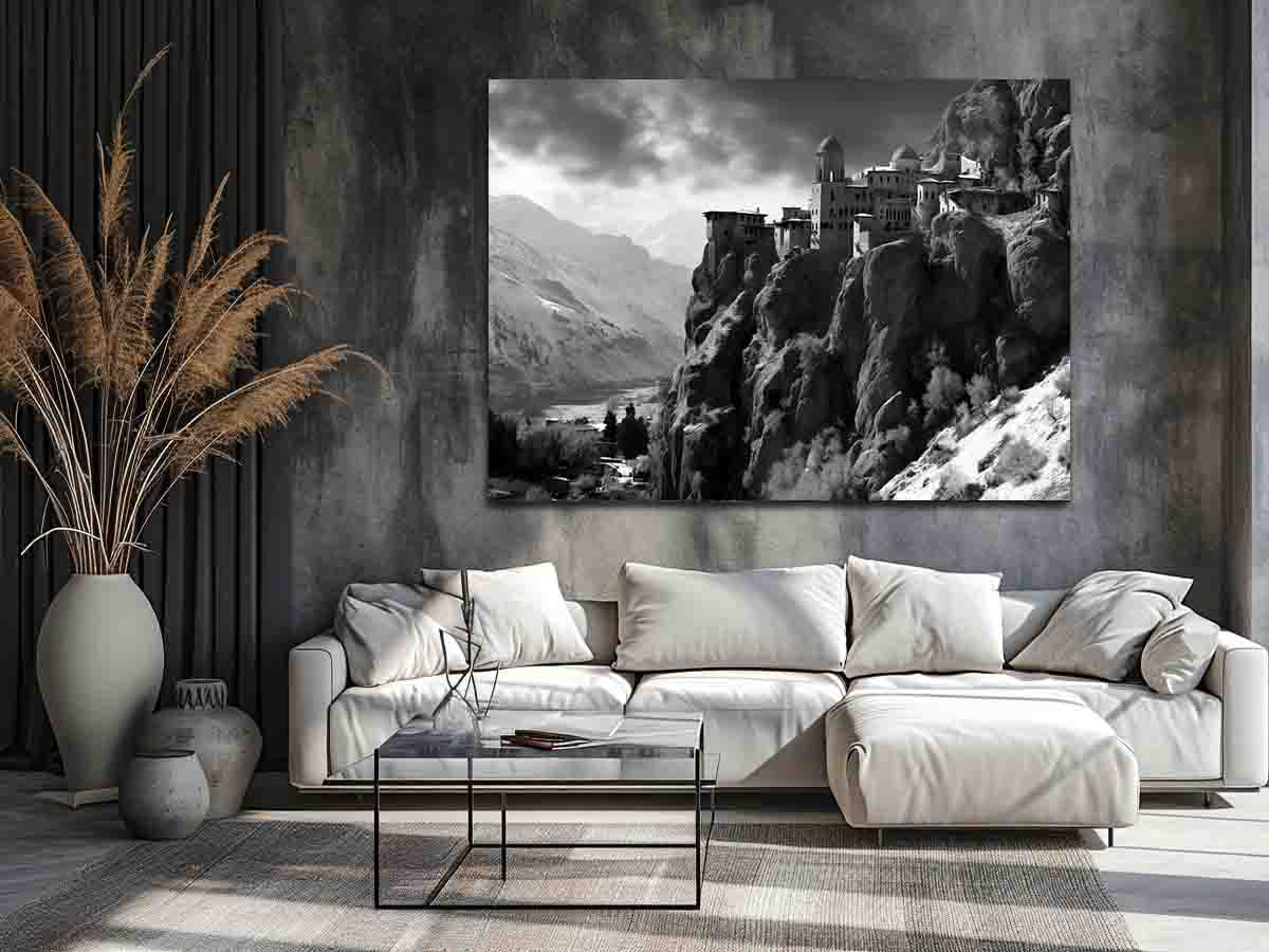 Meteoron Monast Grey Art Photography  Canvas Art Print-2