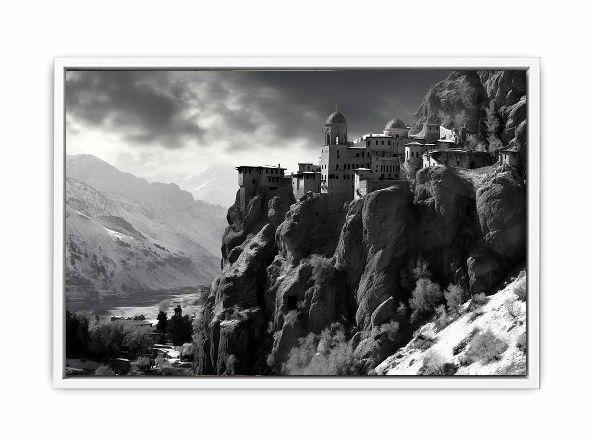 Meteoron Monast Grey Art Photography  Canvas Art Print-5