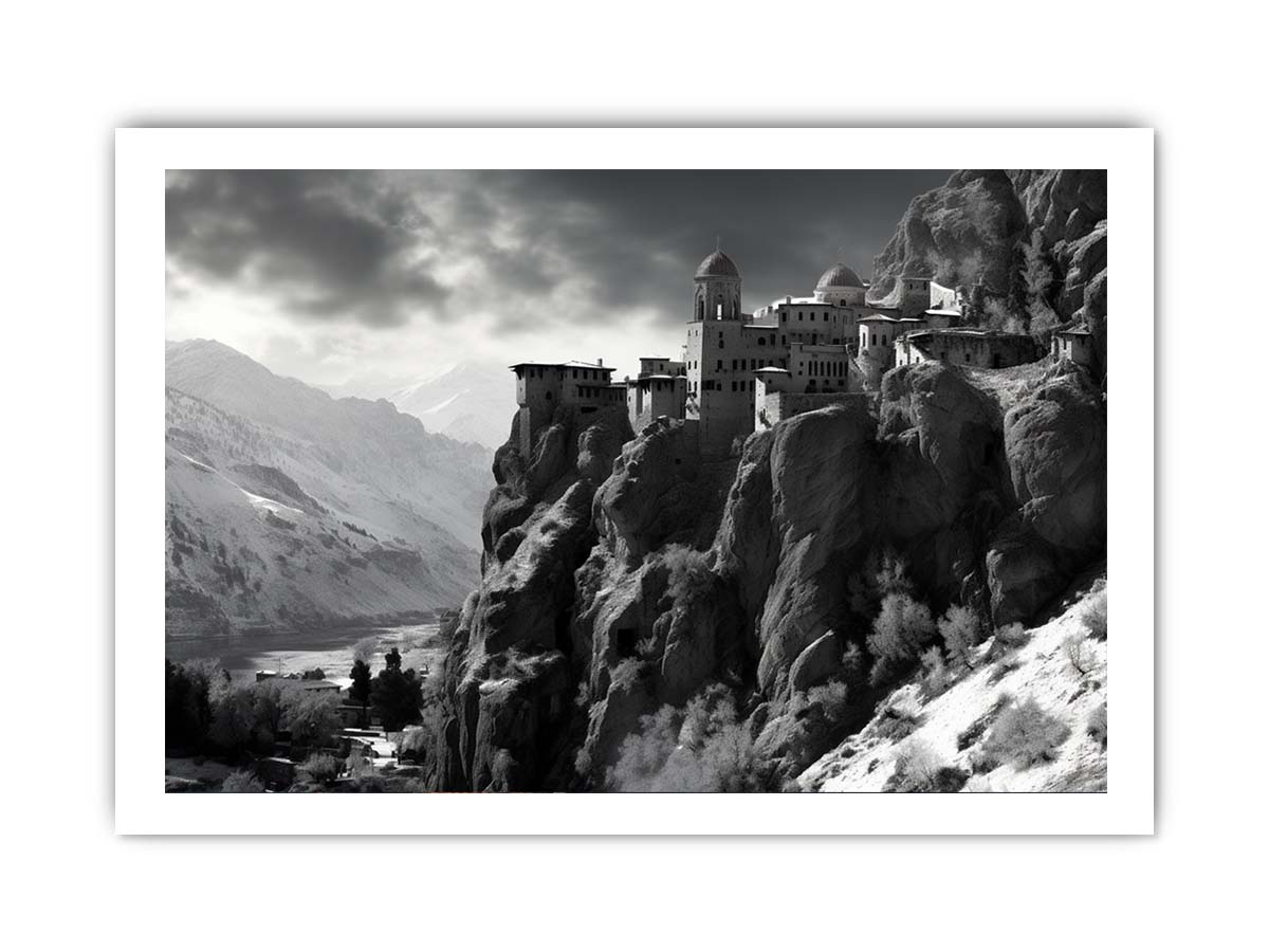 Meteoron Monast Grey Art Photography  Canvas Art Print-8