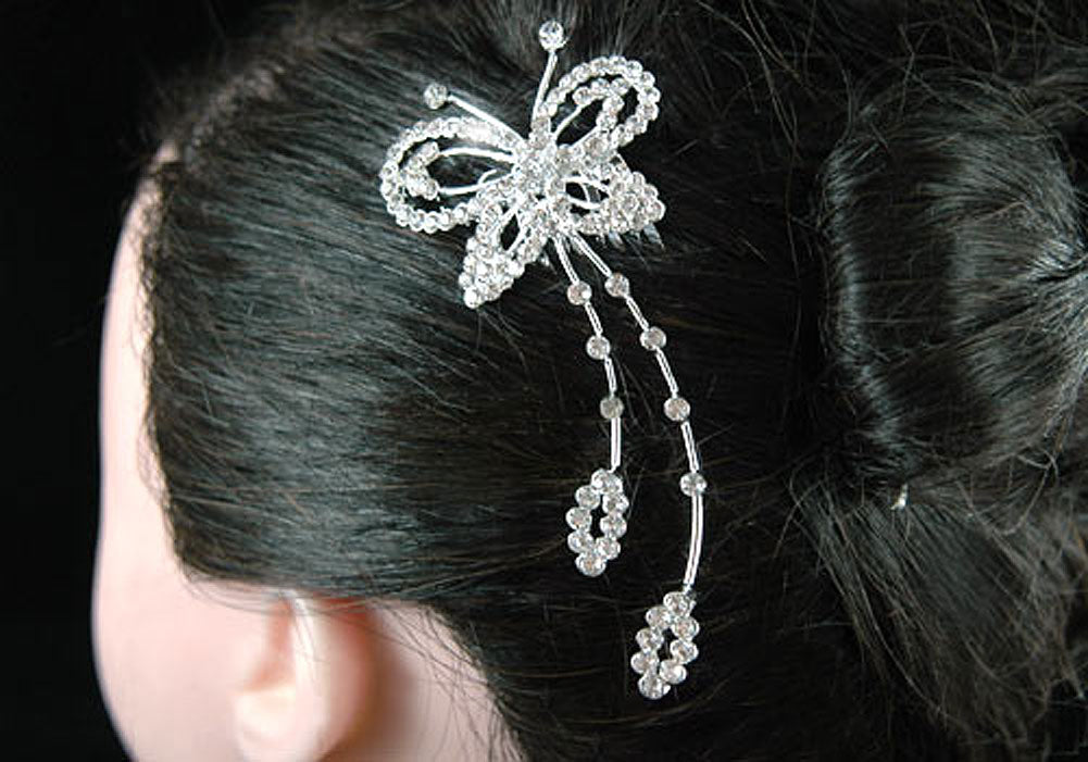Wedding Butterfly Crystal Rhinestone Hair Comb XT1323-1
