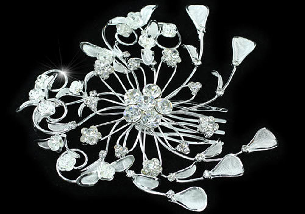 Wedding Flower Crystal Queen Hair Comb XT1355-3