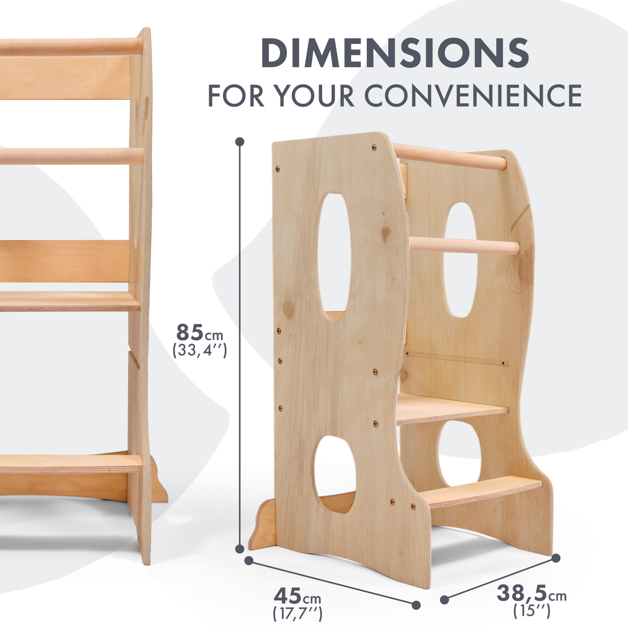 Stable Montessori Tower: Wooden Growing Chair - Beige-1