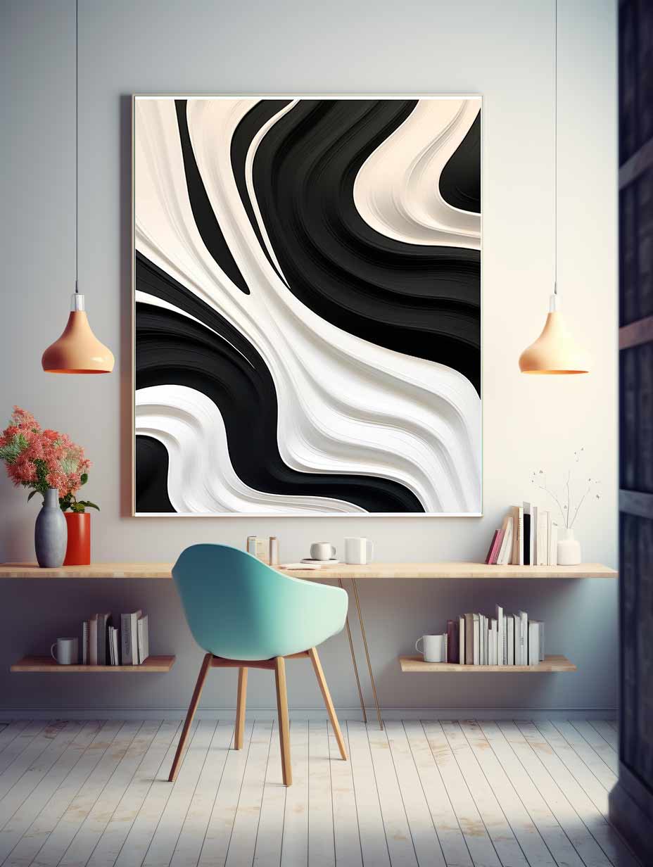 Black And White Abstract Painting Canvas Art Print-1