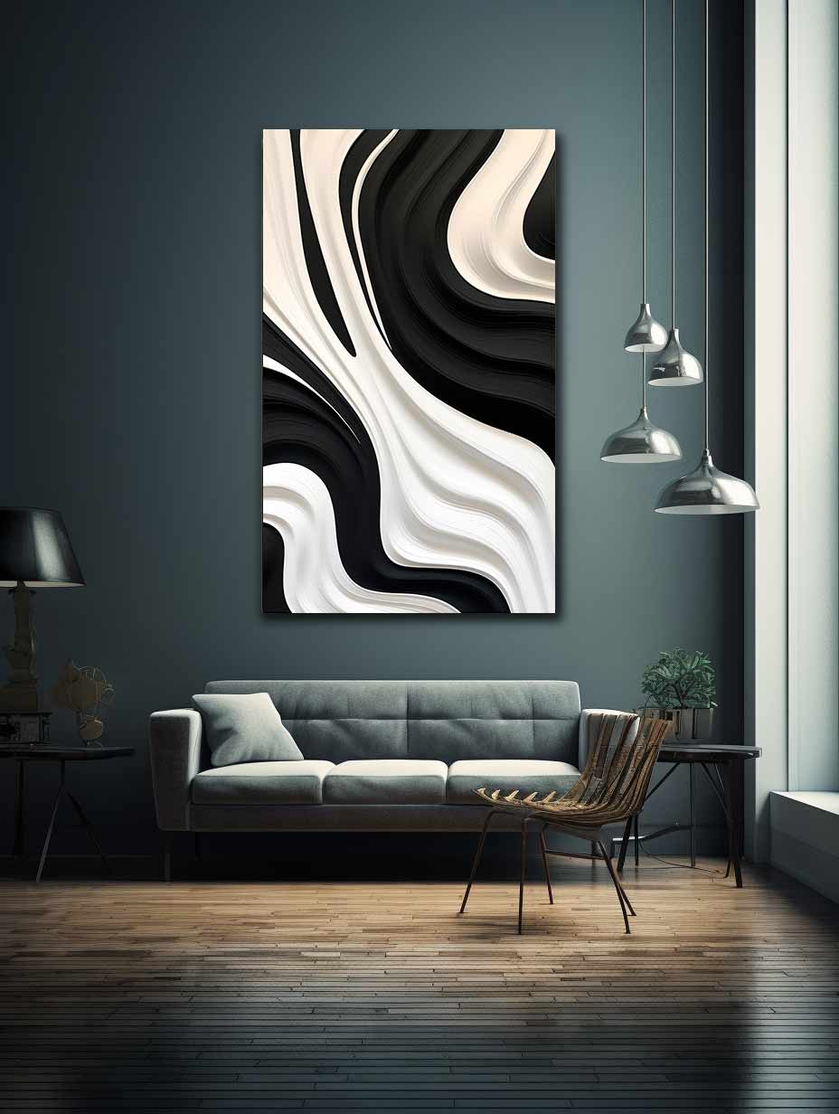 Black And White Abstract Painting Canvas Art Print-2
