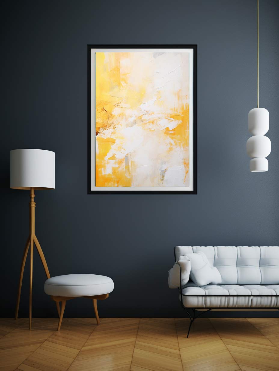 White Yellow Abstract Painting Canvas Art Print-2