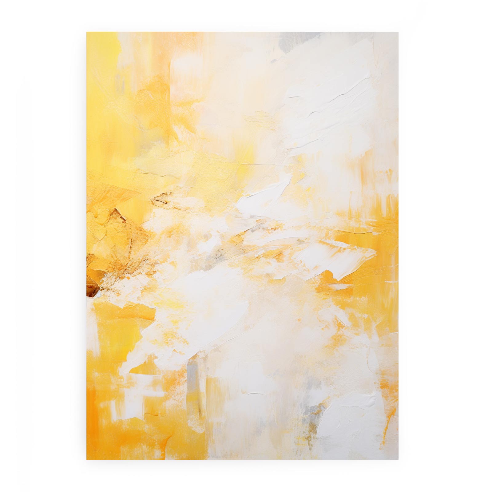White Yellow Abstract Painting Canvas Art Print-0