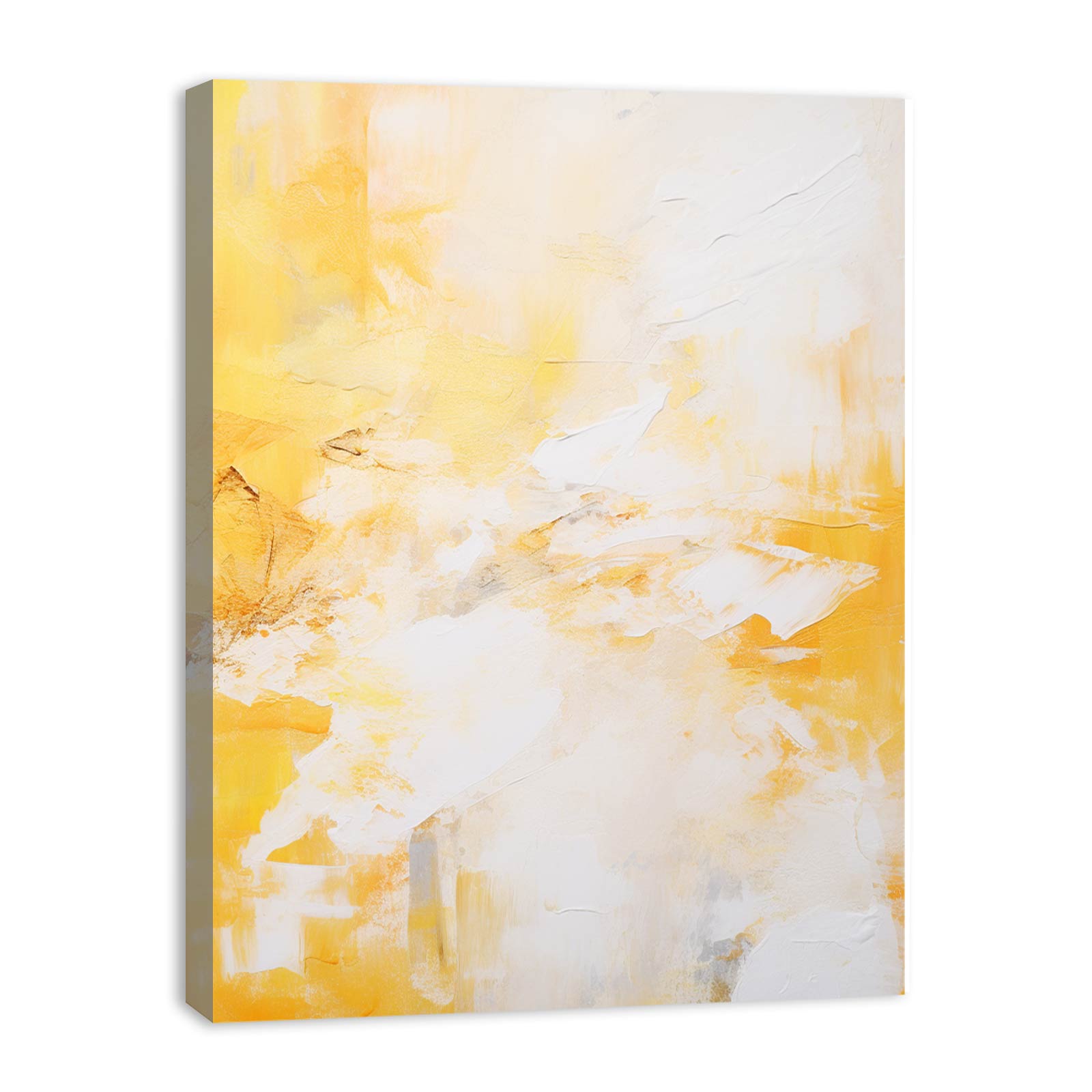 White Yellow Abstract Painting Canvas Art Print-3