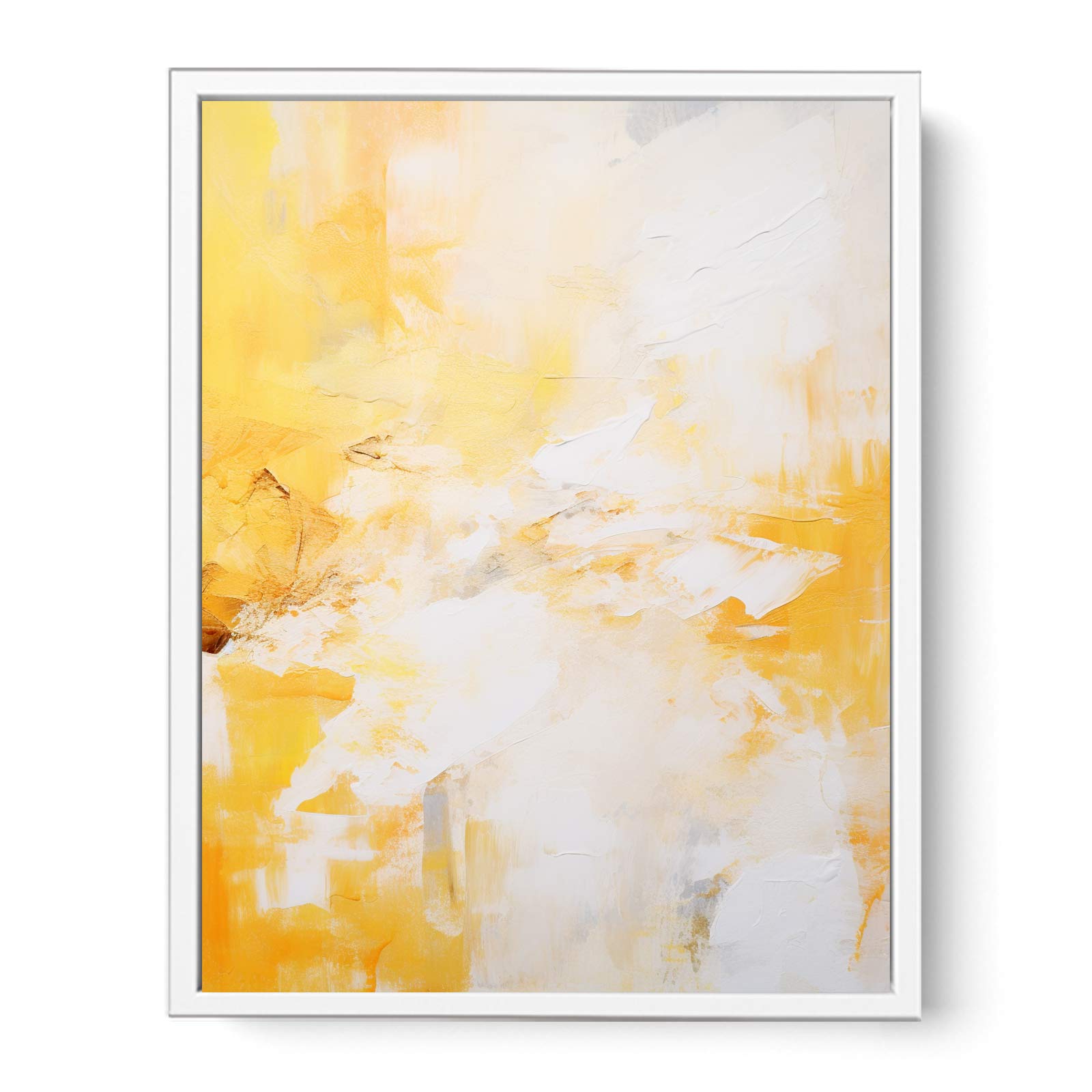 White Yellow Abstract Painting Canvas Art Print-5