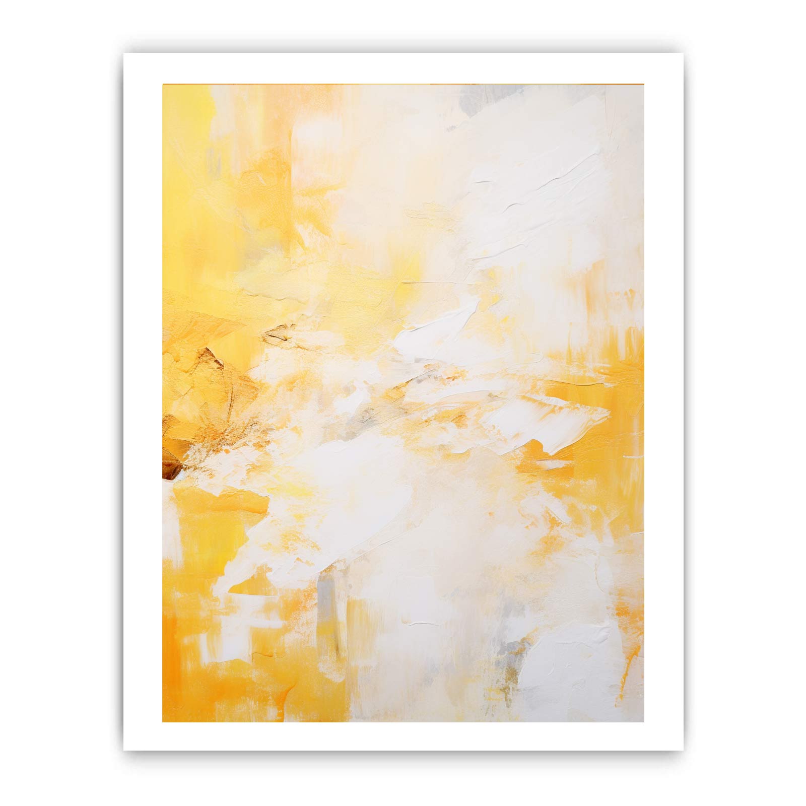 White Yellow Abstract Painting Canvas Art Print-8