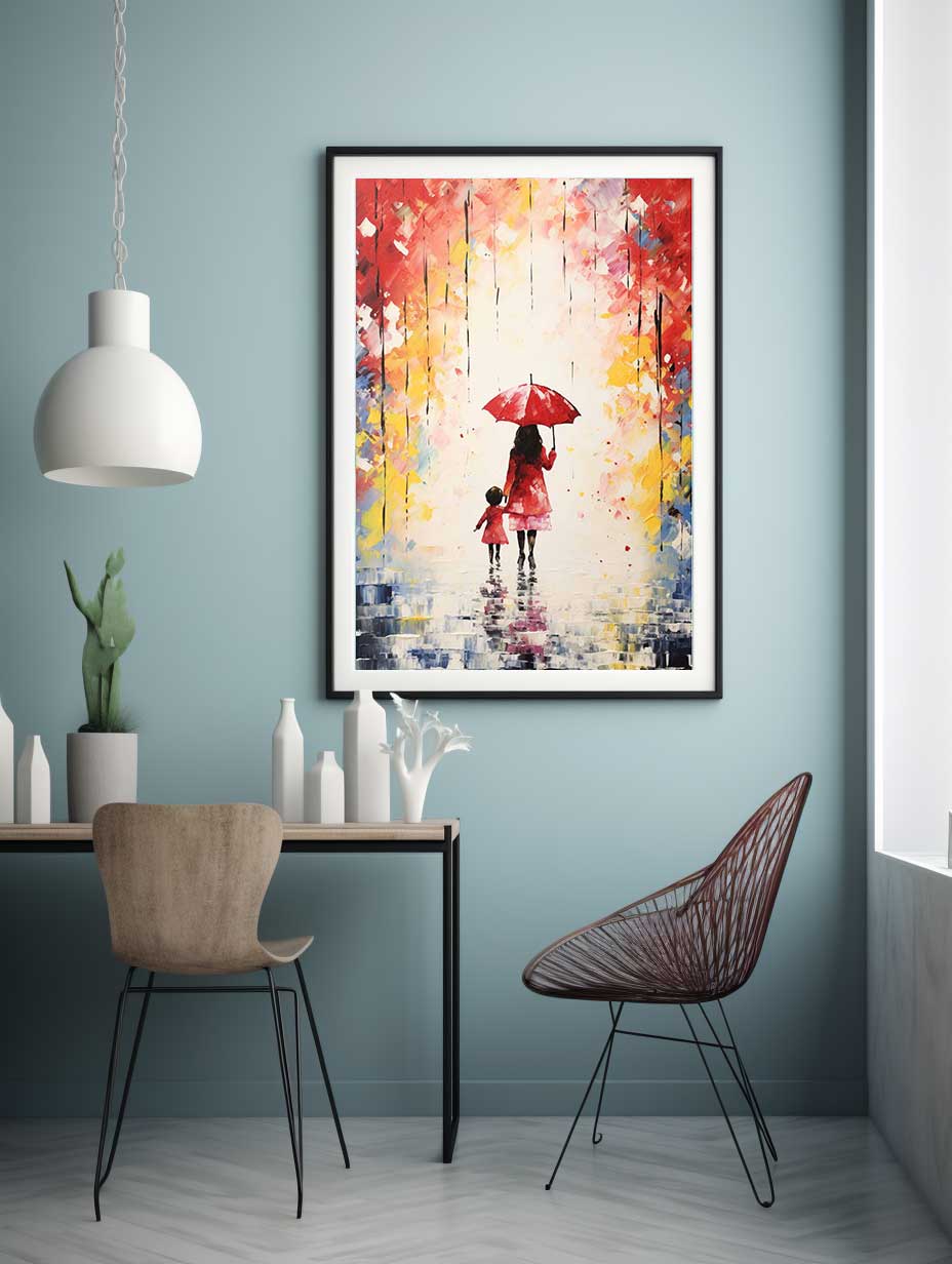 Kid Umbrella Art Painting Canvas Art Print-1