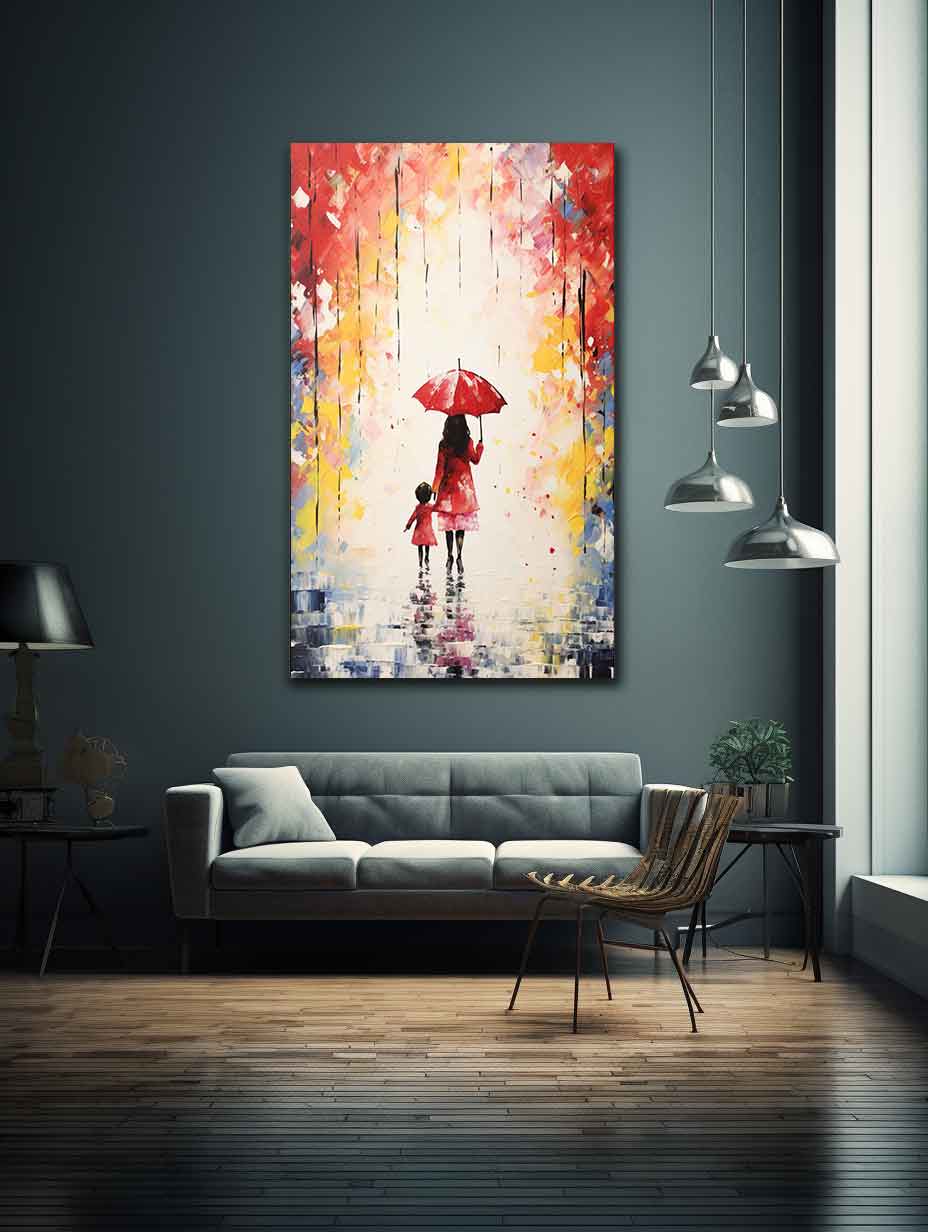 Kid Umbrella Art Painting Canvas Art Print-2