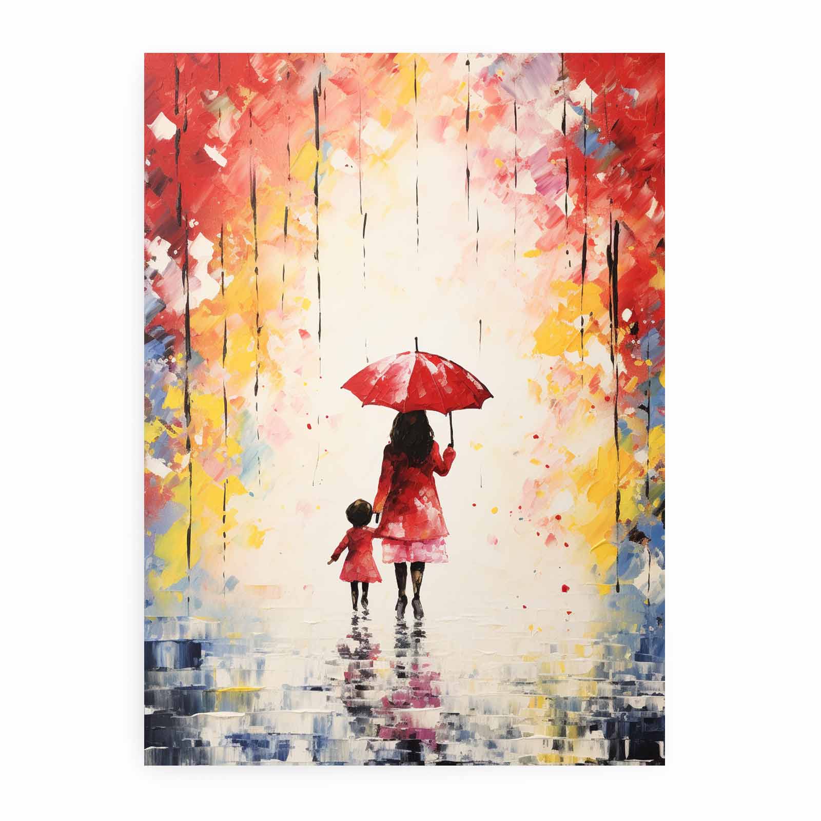 Kid Umbrella Art Painting Canvas Art Print-0