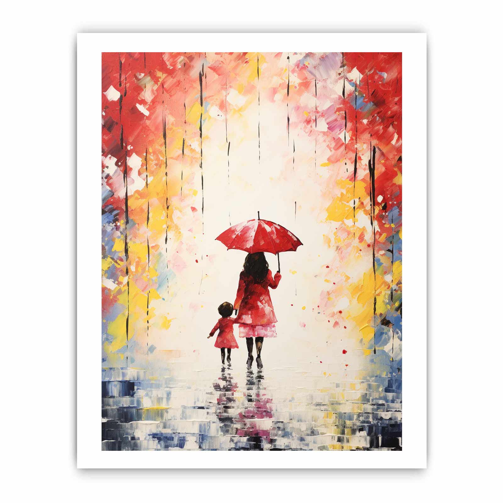 Kid Umbrella Art Painting Canvas Art Print-8