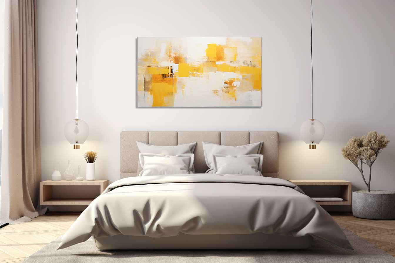 Yellow Abstract Painting Canvas Art Print-1
