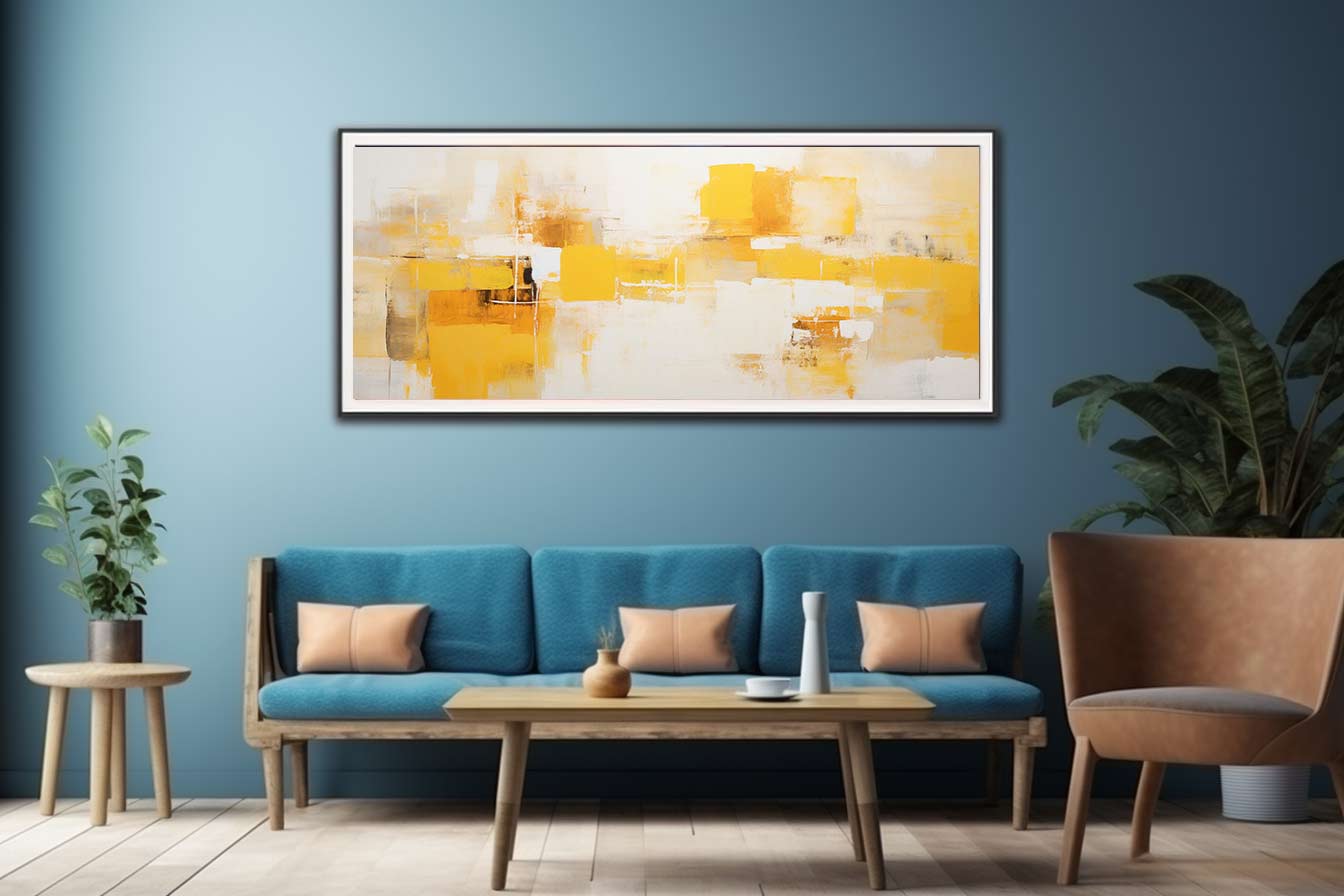 Yellow Abstract Painting Canvas Art Print-2