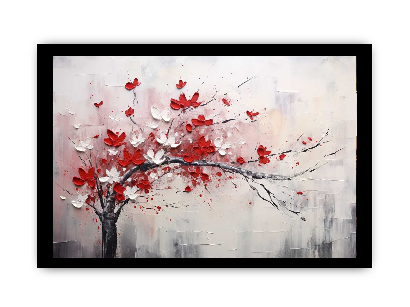 Red White Art Painting Canvas Art Print-7
