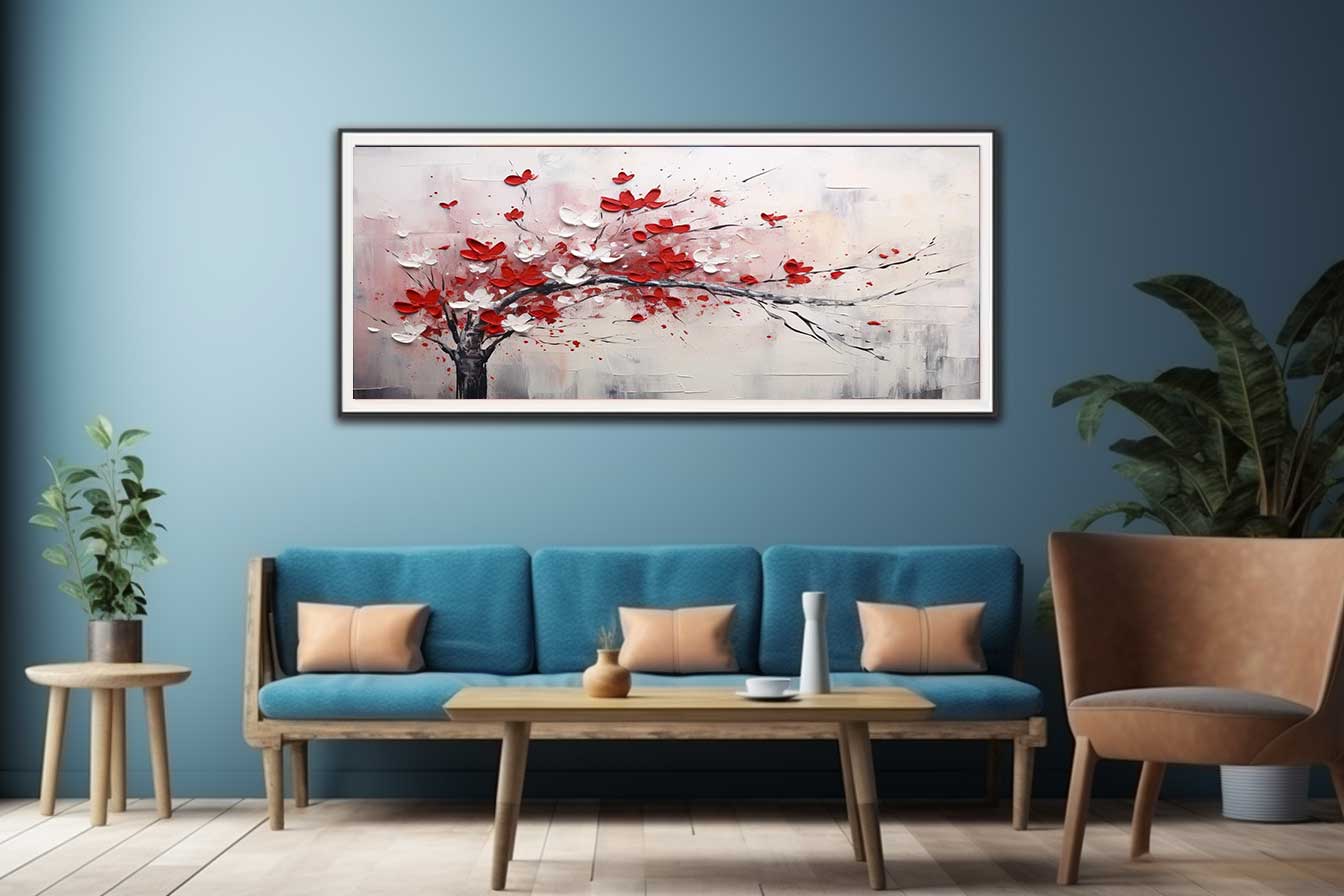 Red White Art Painting Canvas Art Print-2