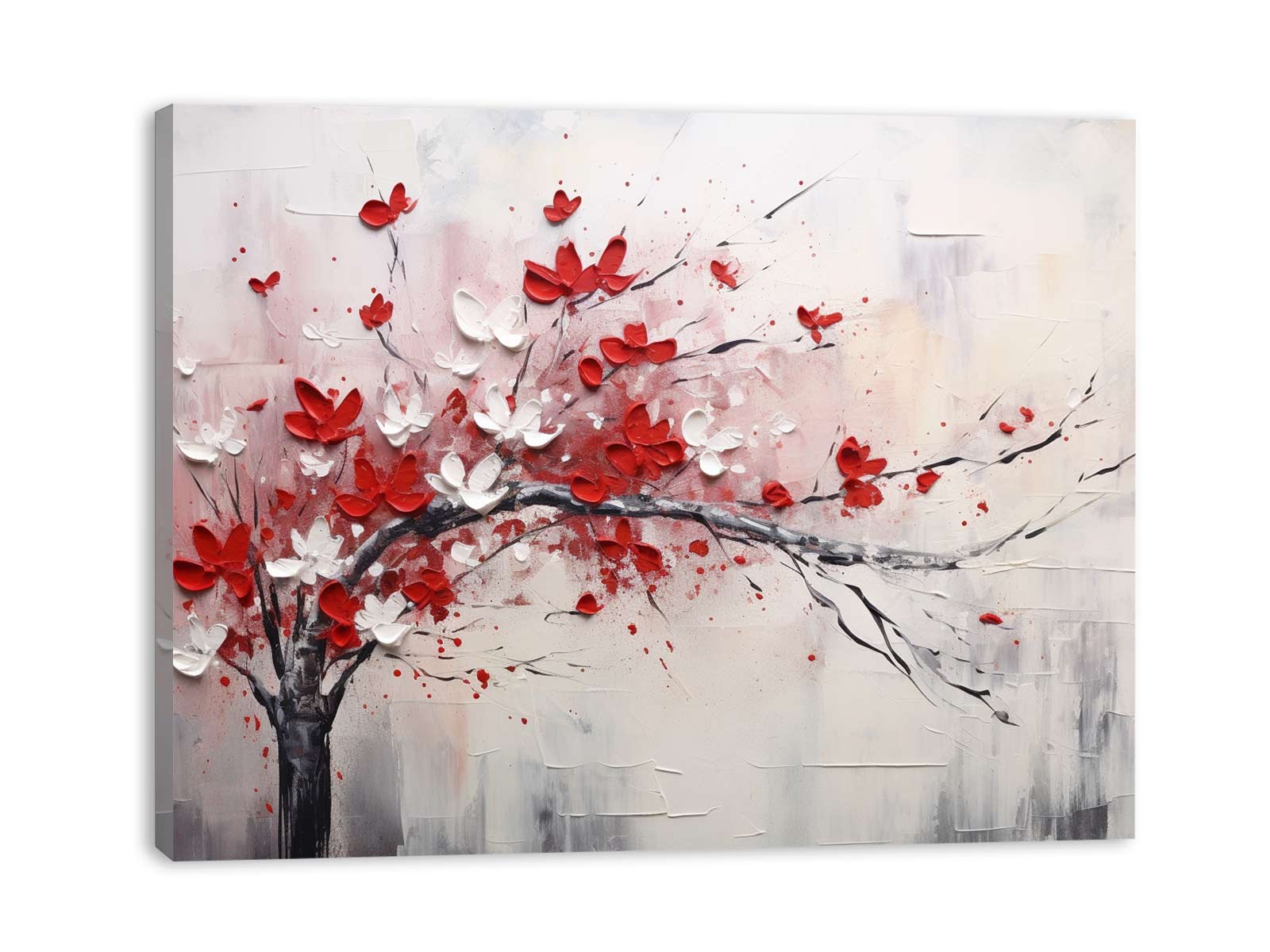 Red White Art Painting Canvas Art Print-3