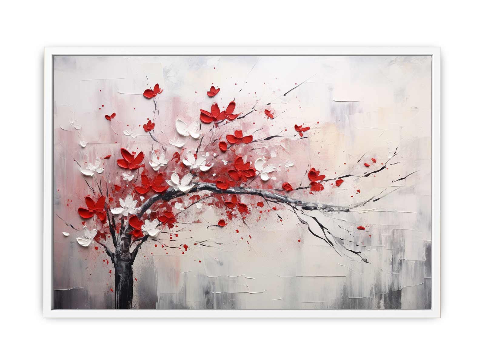 Red White Art Painting Canvas Art Print-5