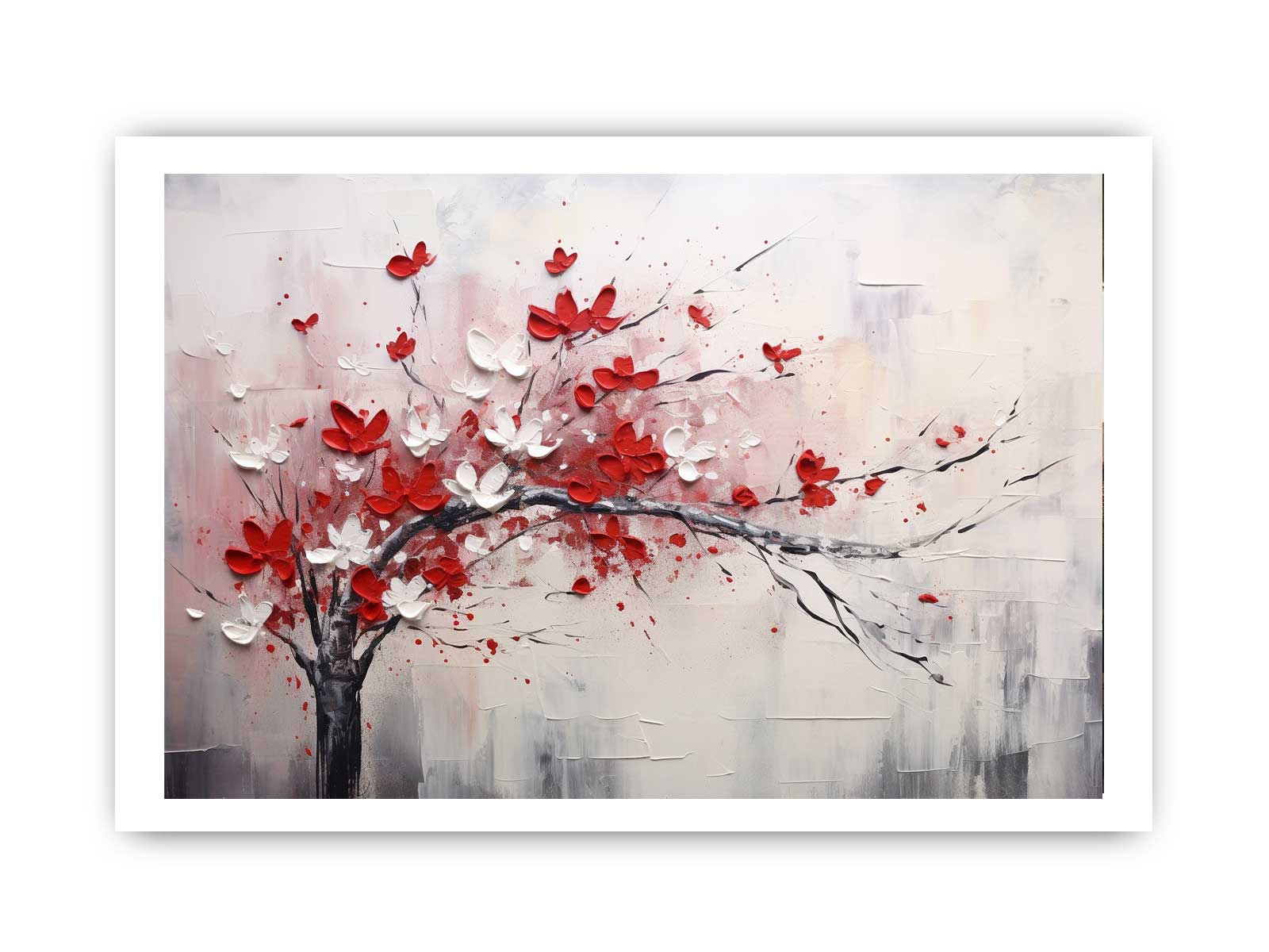 Red White Art Painting Canvas Art Print-8