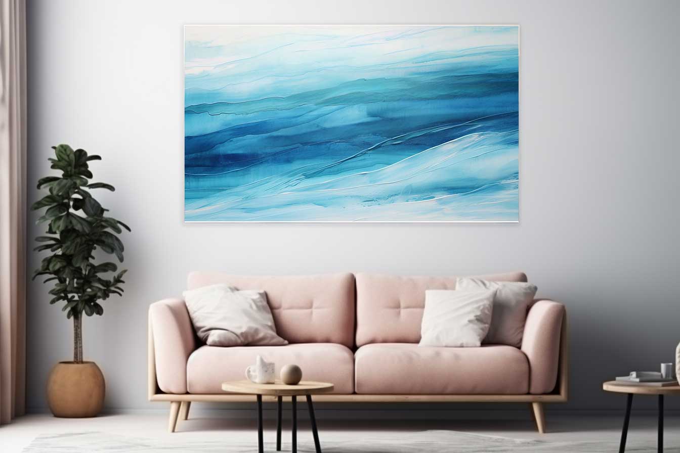 Blue Layer Art Painting Canvas Art Print-1