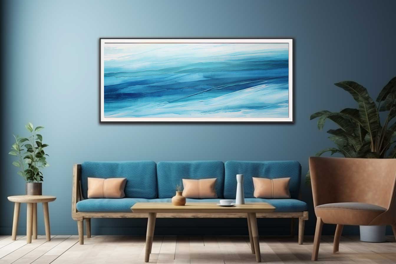 Blue Layer Art Painting Canvas Art Print-2