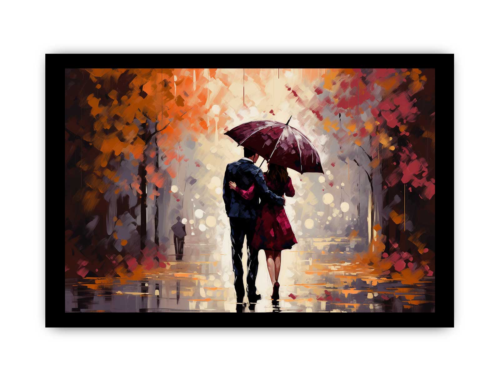 Couple Umbrella Art Painting Canvas Art Print-7