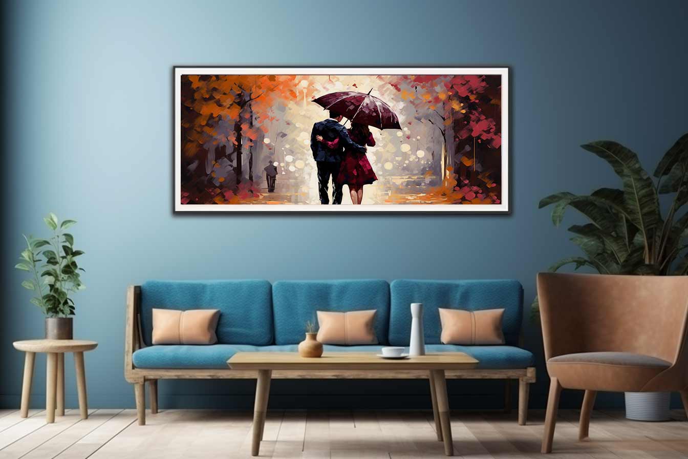 Couple Umbrella Art Painting Canvas Art Print-2