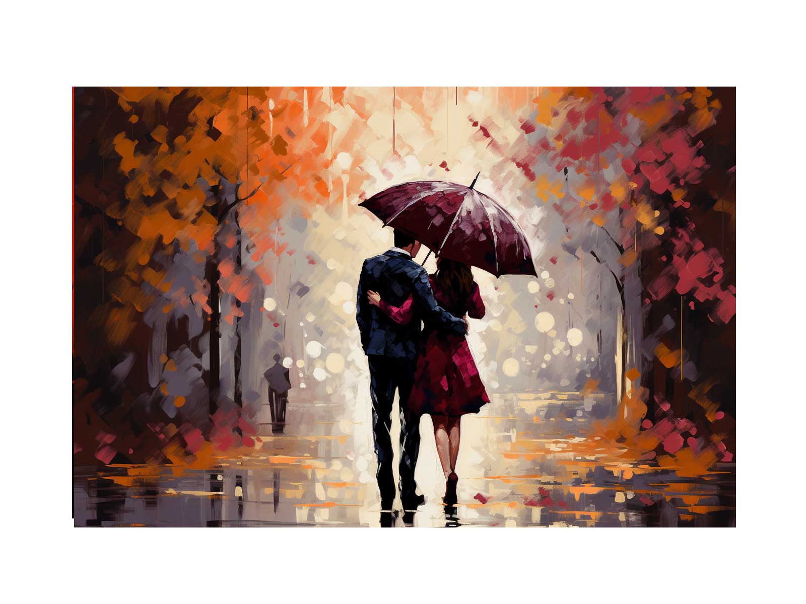 Couple Umbrella Art Painting Canvas Art Print-0