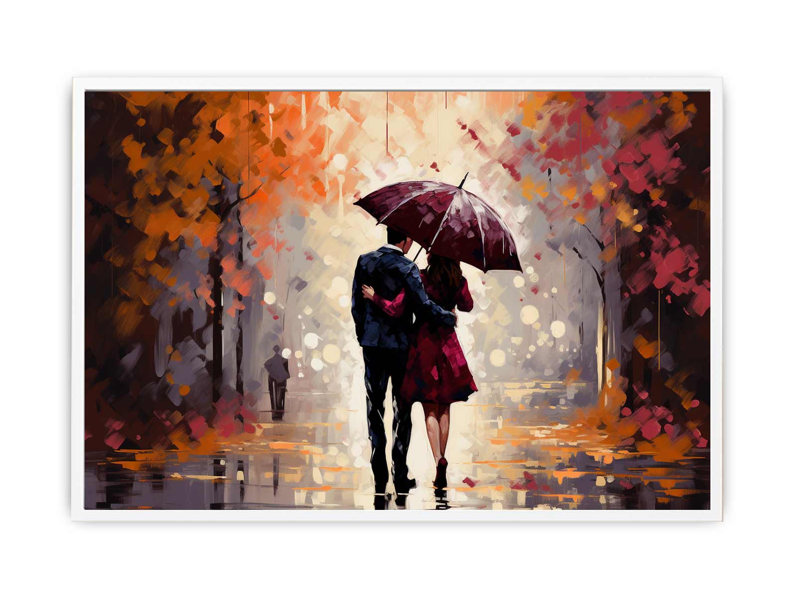 Couple Umbrella Art Painting Canvas Art Print-5