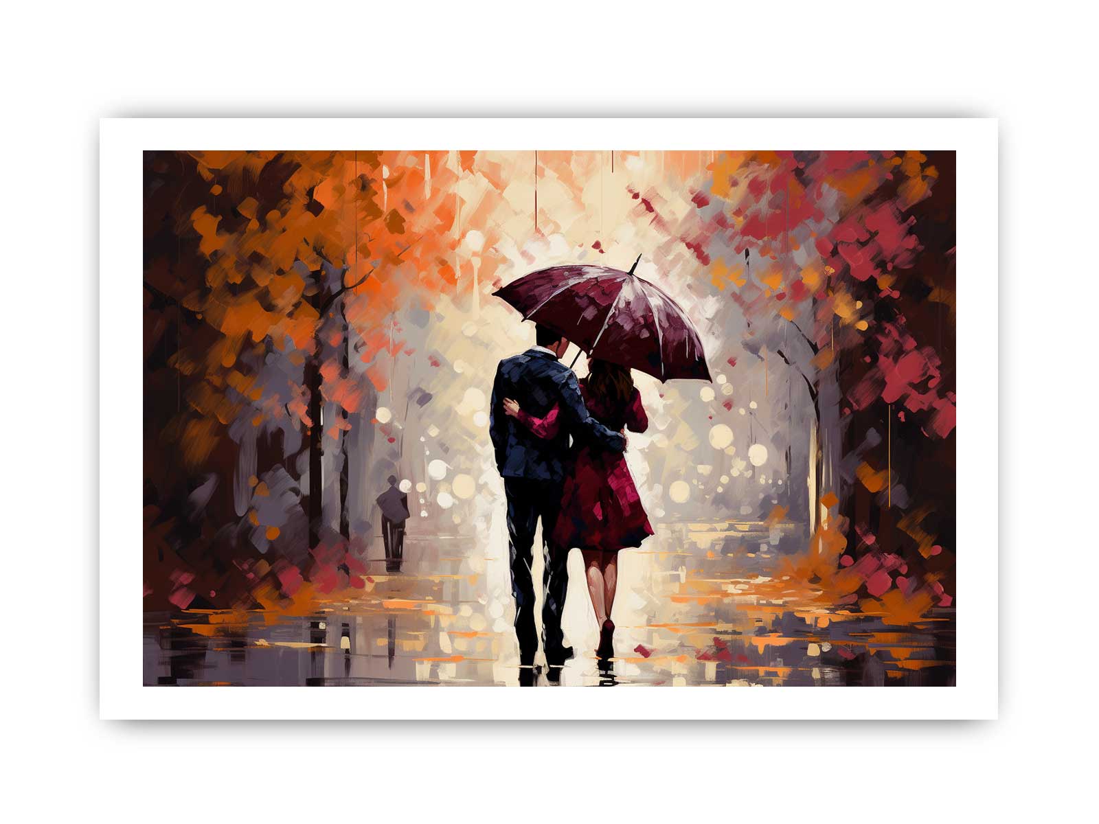 Couple Umbrella Art Painting Canvas Art Print-8