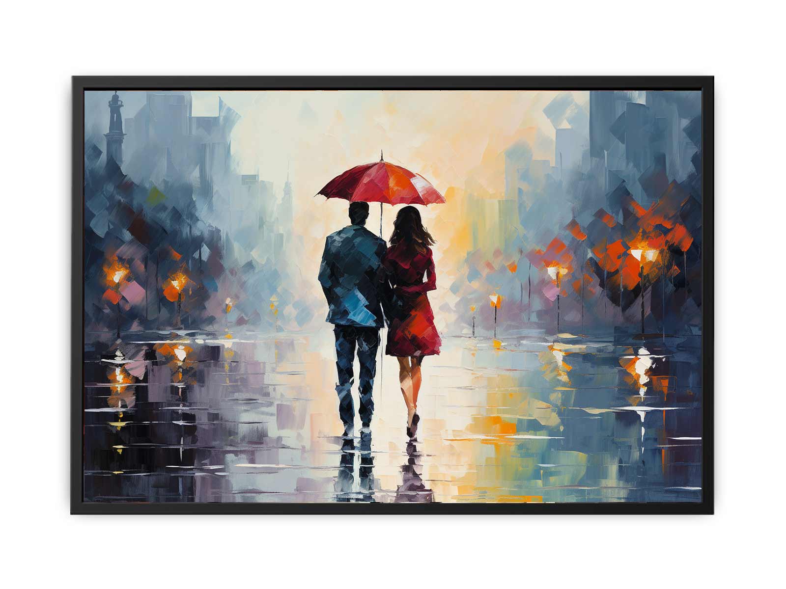 Man Woman Umbrella Art Painting Canvas Art Print-4