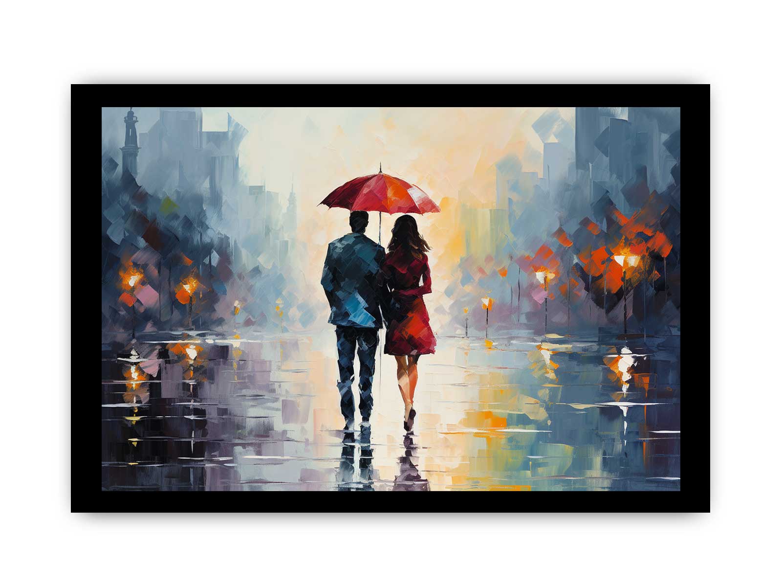 Man Woman Umbrella Art Painting Canvas Art Print-7