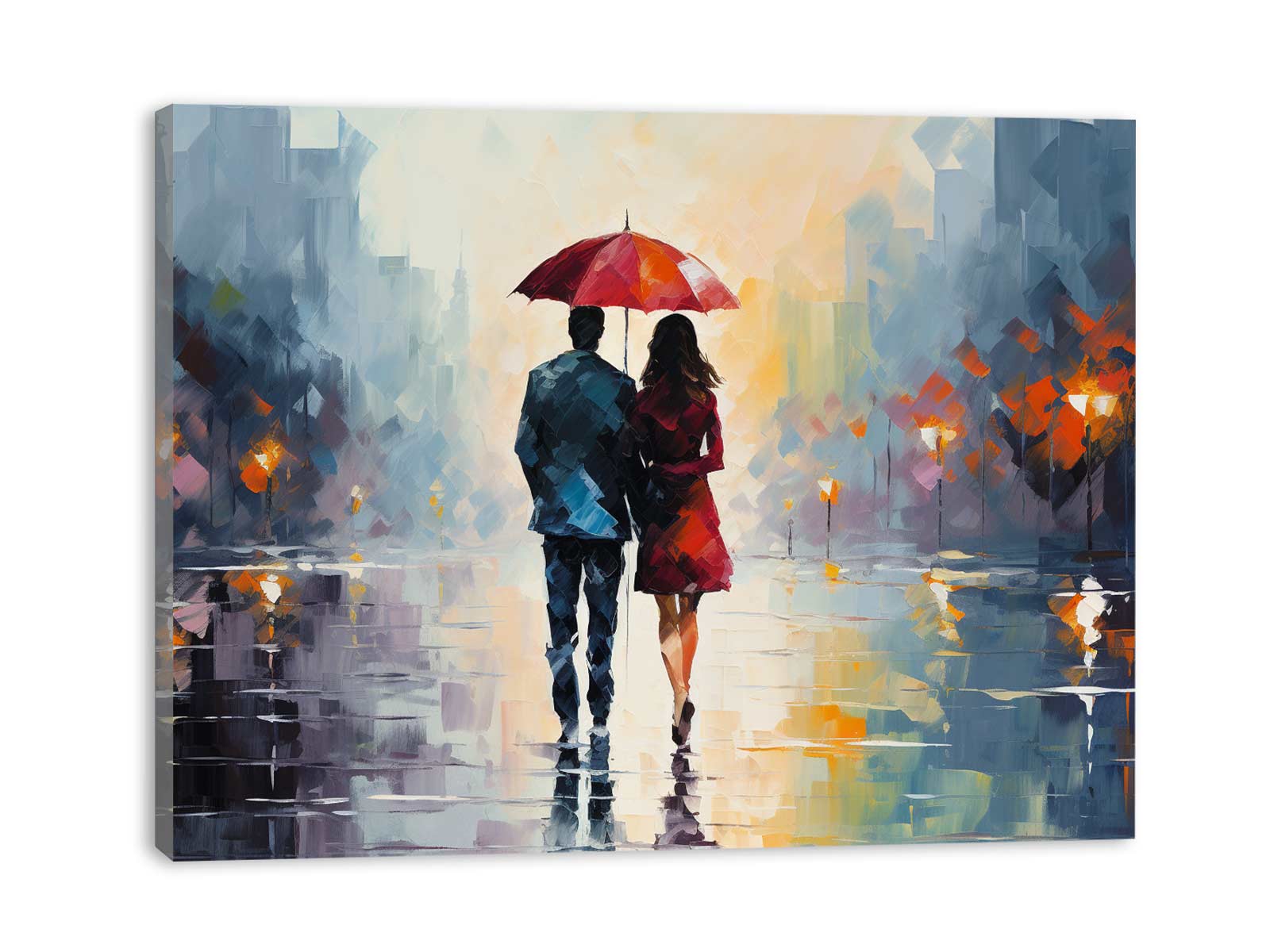 Man Woman Umbrella Art Painting Canvas Art Print-3