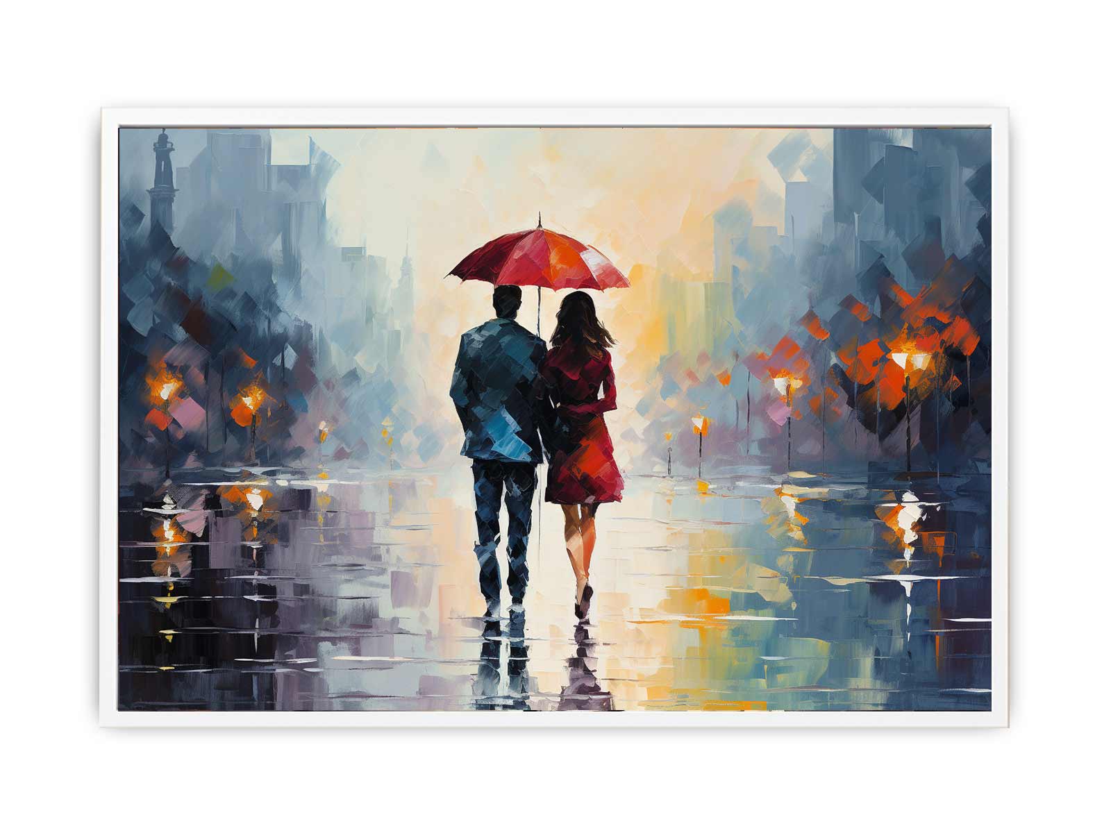 Man Woman Umbrella Art Painting Canvas Art Print-5
