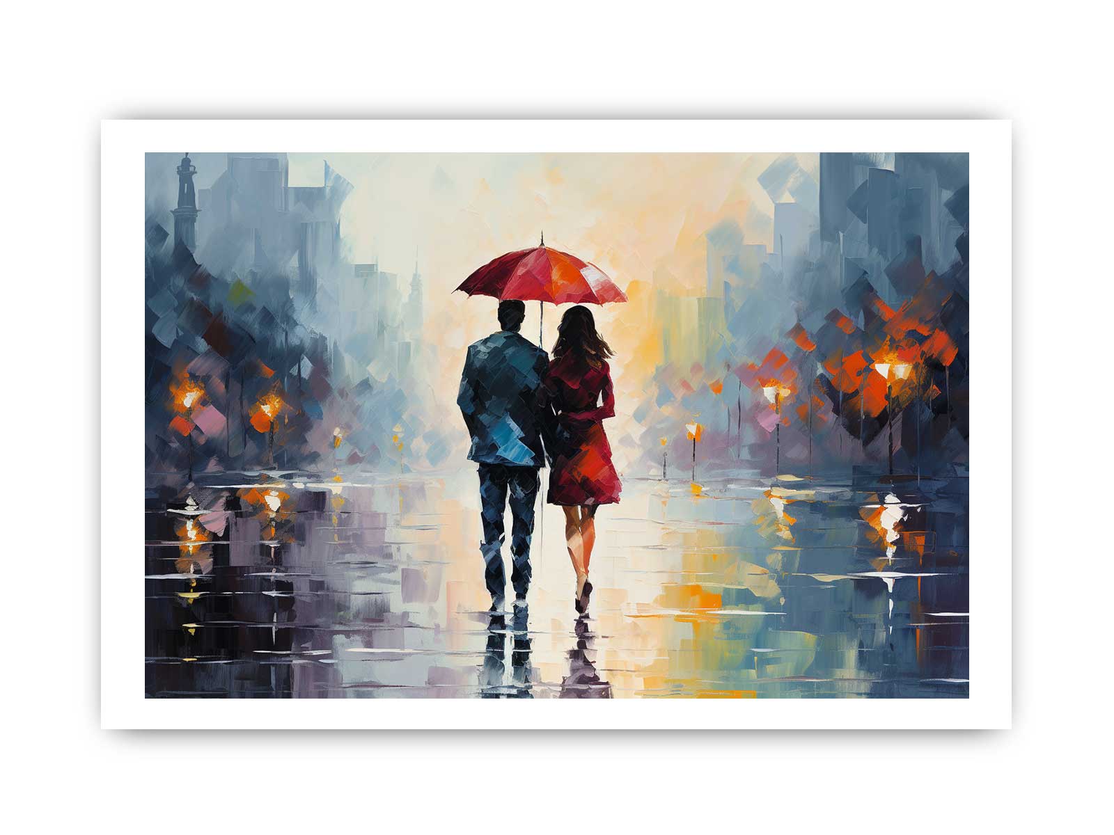 Man Woman Umbrella Art Painting Canvas Art Print-8