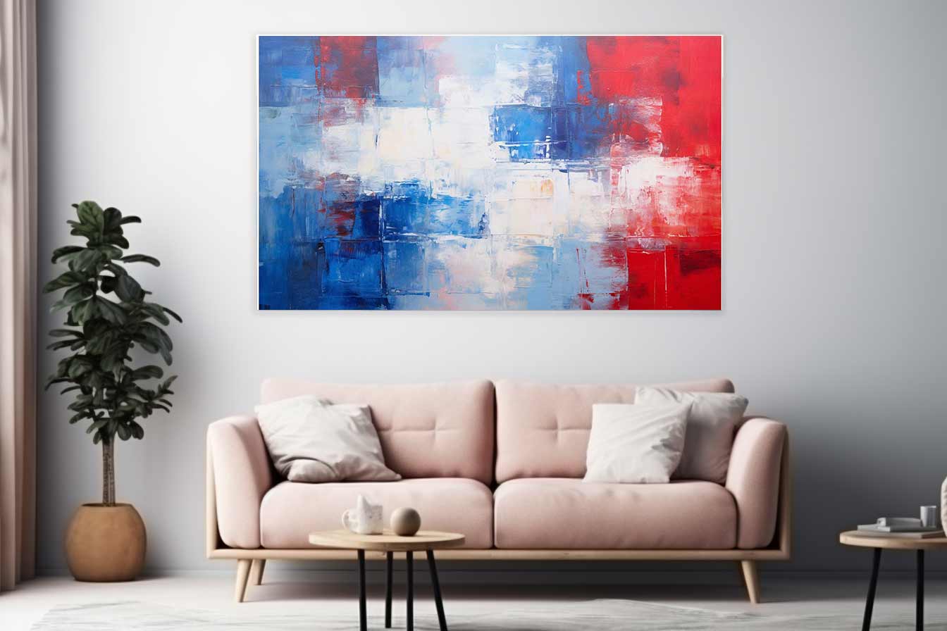 Blue Red Abstract Art Painting on Canvas-1