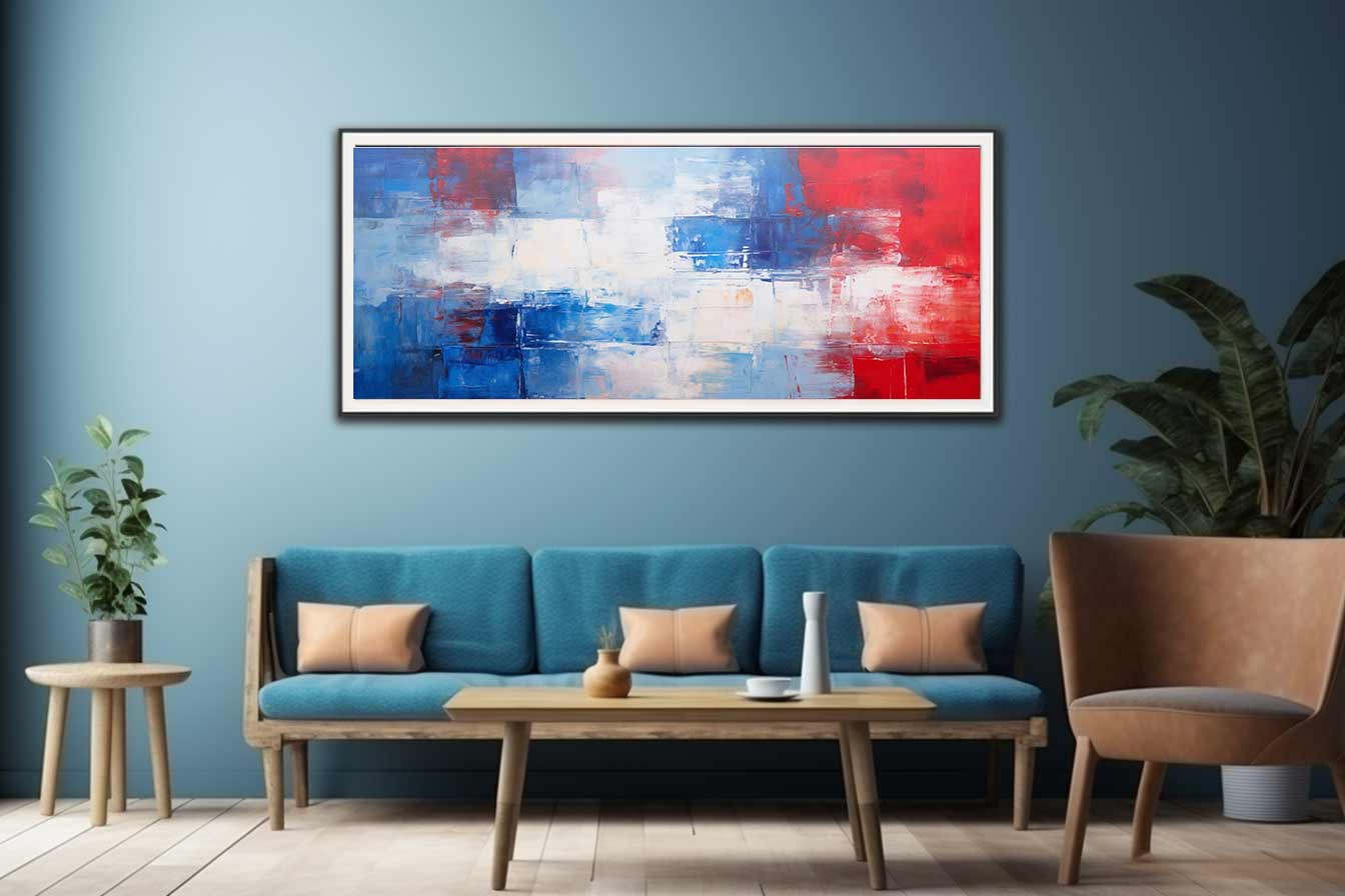 Blue Red Abstract Art Painting on Canvas-2