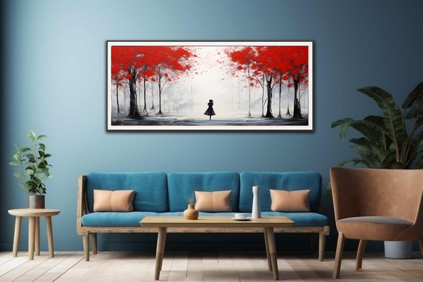 Red Tree Art Painting Canvas Art Print-2