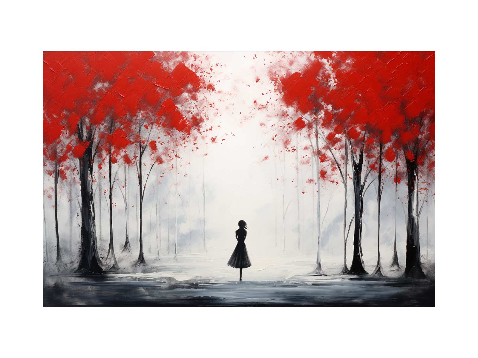 Red Tree Art Painting Canvas Art Print-0