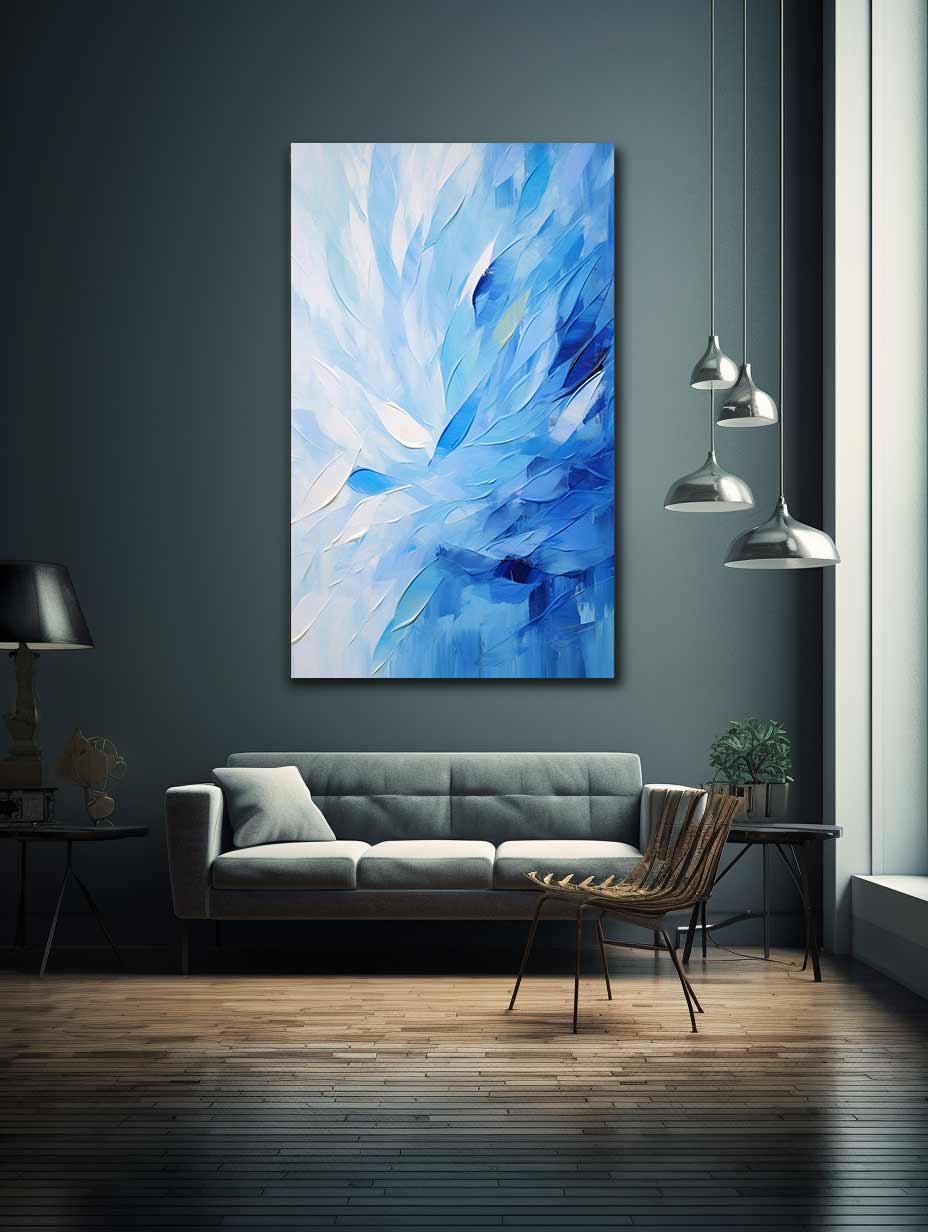 Abstract Blue Knife Art Painting Canvas Art Print-1