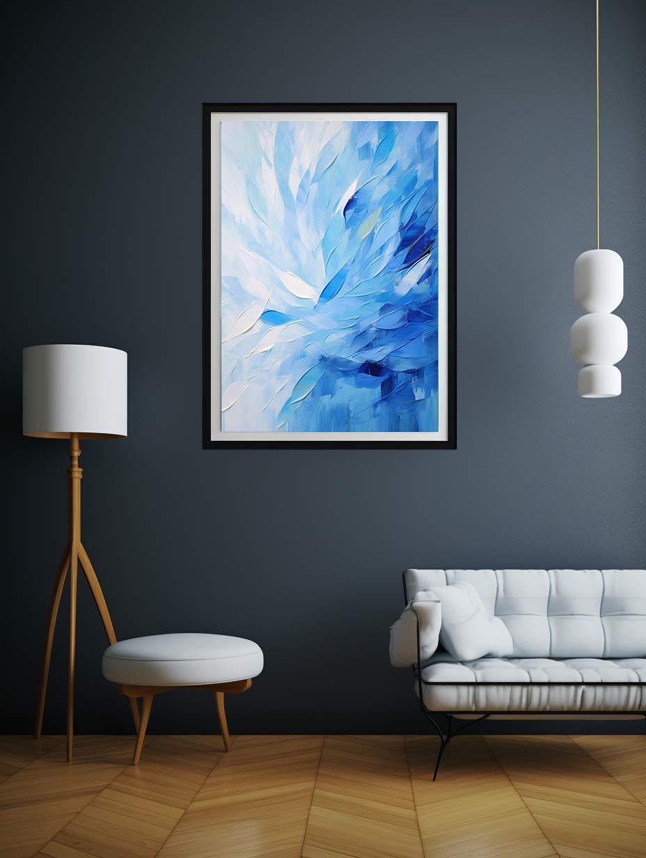 Abstract Blue Knife Art Painting Canvas Art Print-2