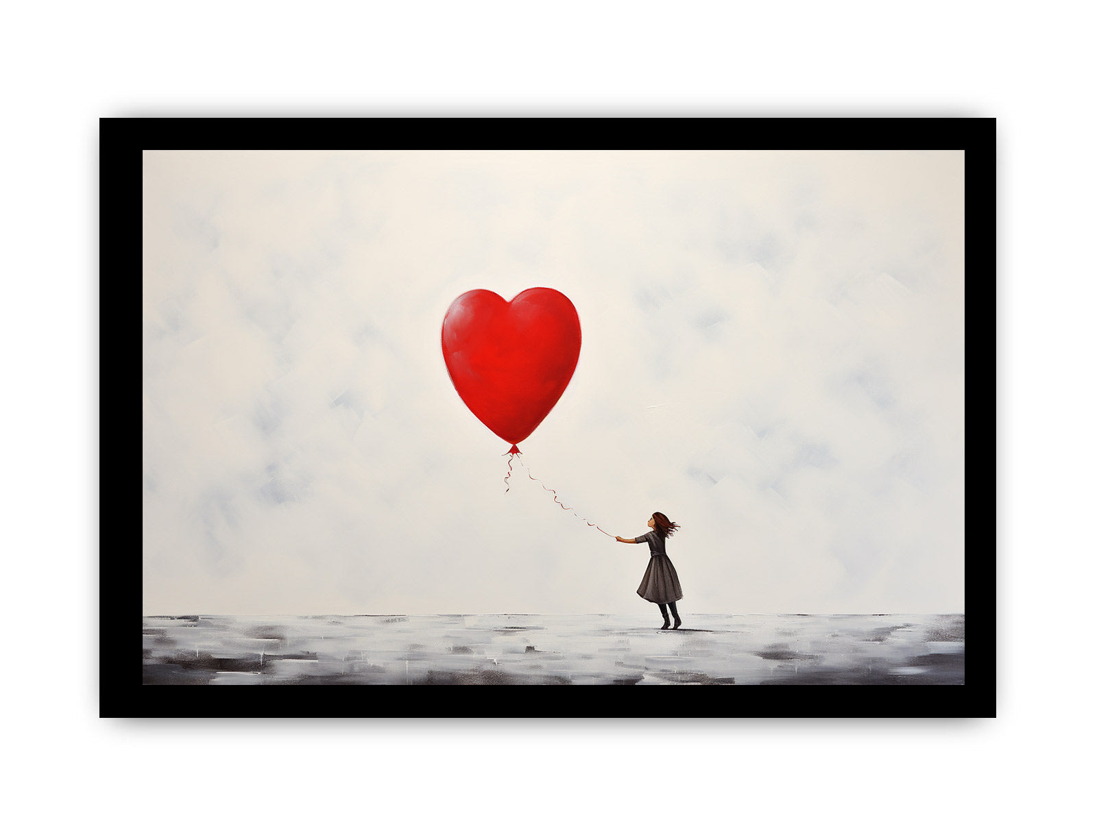 White Red Balloon Painting Canvas  Art Print-7