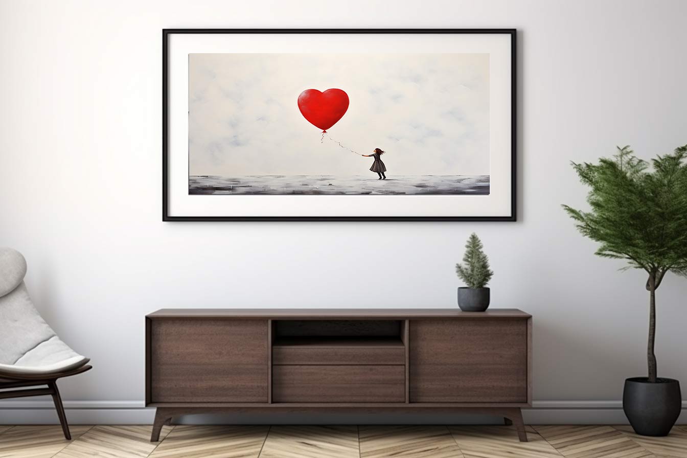 White Red Balloon Painting Canvas  Art Print-1