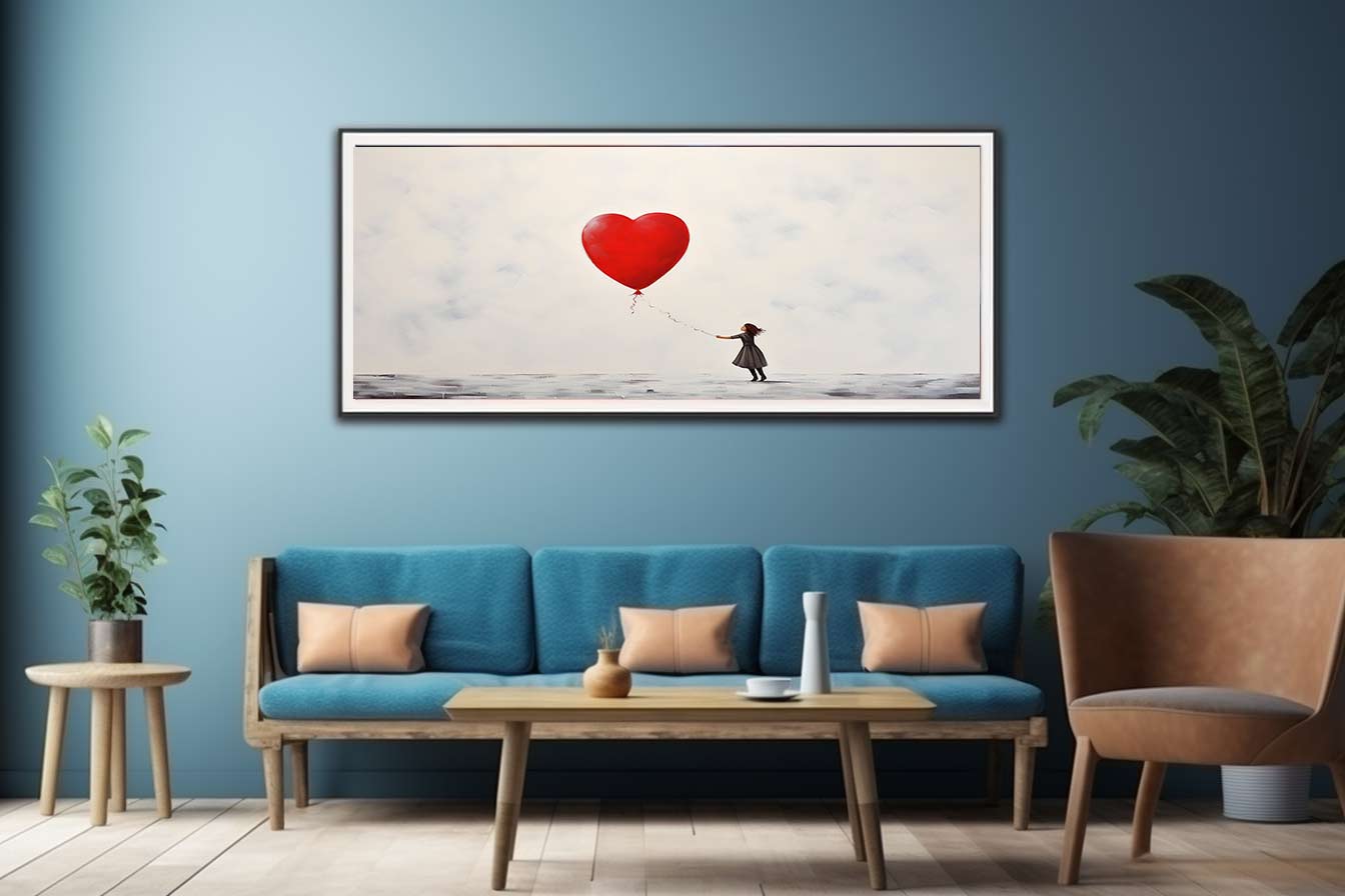 White Red Balloon Painting Canvas  Art Print-2