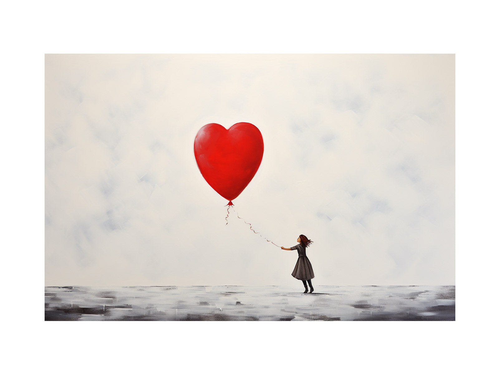 White Red Balloon Painting Canvas  Art Print-0