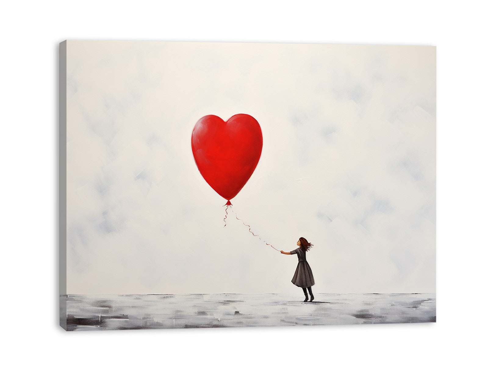 White Red Balloon Painting Canvas  Art Print-3