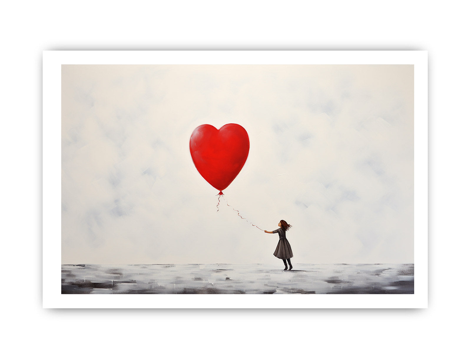 White Red Balloon Painting Canvas  Art Print-8