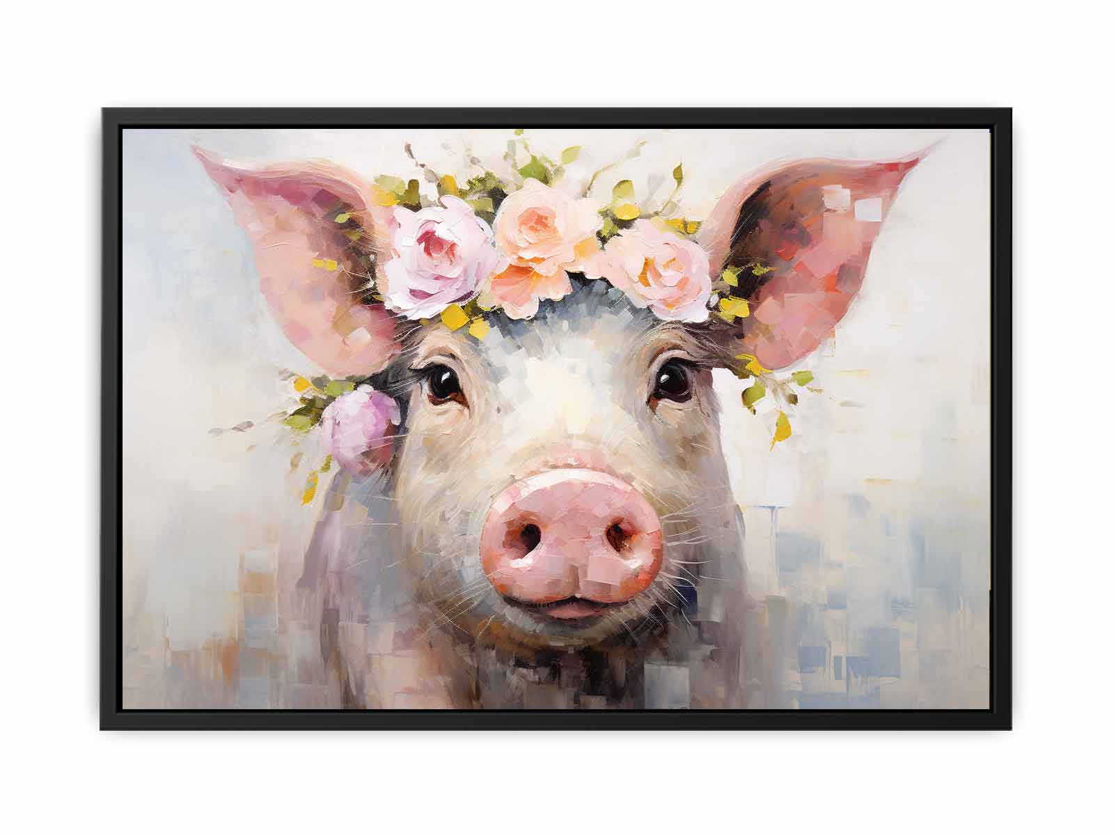 Pig Flower Modern Art Painting Canvas Art Print-4